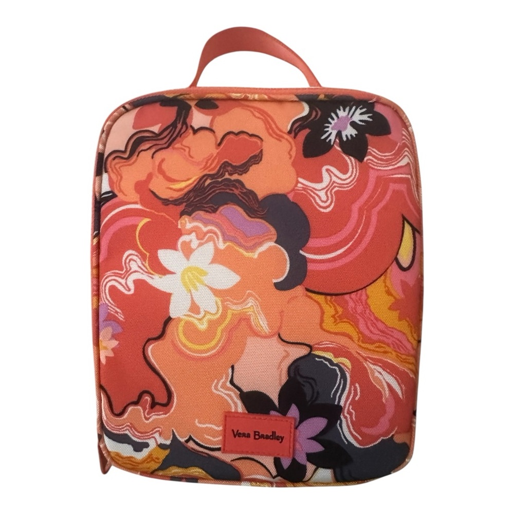 Vera Bradley Rosa Agate Lighten Up Lunch Bag & Cosmetic Bag in Orange‎ and Pink